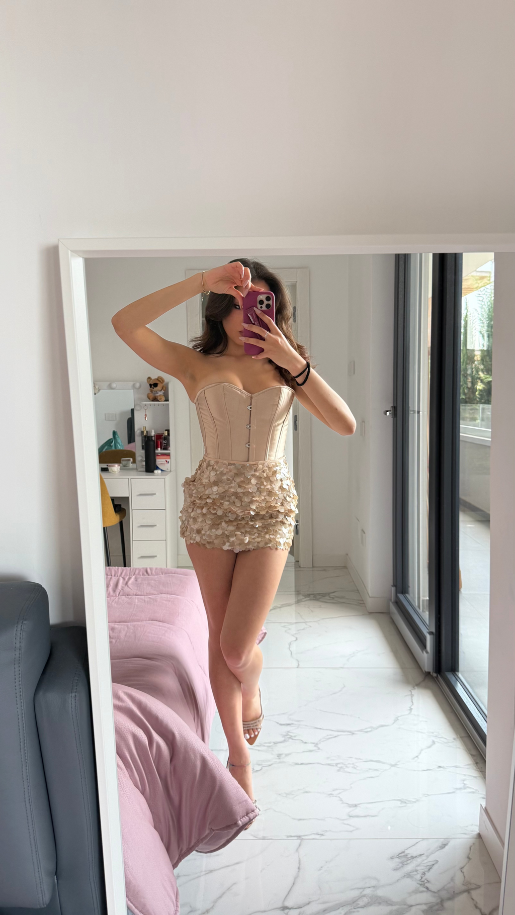 Gonna Paillettes | Beige